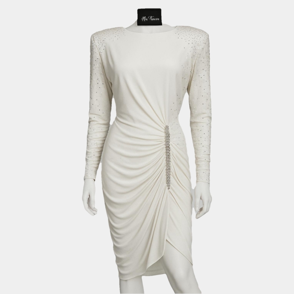 Night Moves Vintage Faux Jewel Embellished Long Sleeve Cocktail Dress Size 13/14